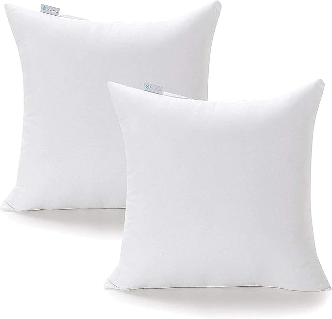 Acanva 22x22 Throw Pillow Inserts Set of 4, Premium Polyester Fiber Fill Square Sham Stuffer Cushion for Sofa, Bed, Couch and Chair, Machine Washable, 22x22 Inch(for 20x20 Cover), White 4 Count