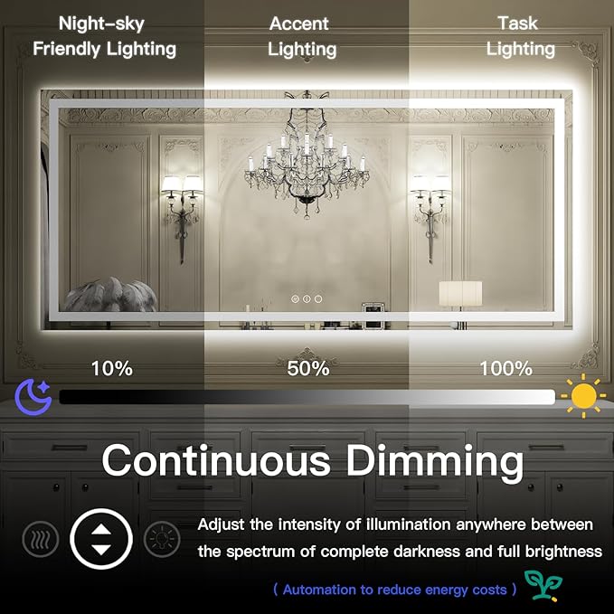 ISKM 40'' x 36'' LED Mirror for Bathroom Lighted Vanity Mirror for Wall Front Lights + Backlit LED Bathroom Mirror Anti-Fog Tempered Glass ETL Listed