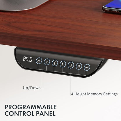 FLEXISPOT E6 MAX Dual Motor 60x24 Inch 3-Stage Heavy Duty Standing Desk, 330lbs Weight Capacity, Height Adjustable Desk w/Cable Management & Wheels (Seamless Mahogany Desktop + Black Frame)