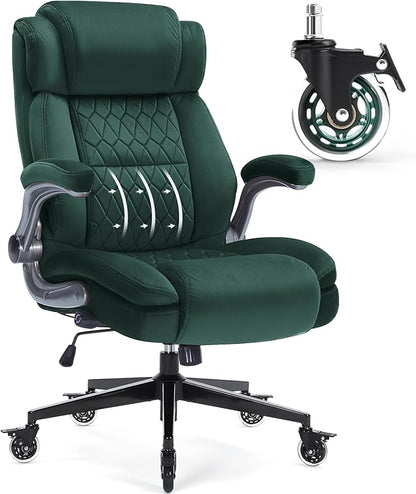 Large High Back Office Chair with Flip Arms- Executive Desk Chair with Locking Wheels, Adjustable Lumbar Support, Ergonomic Breathable Fabric Computer Chair Prevents Cats Scratching