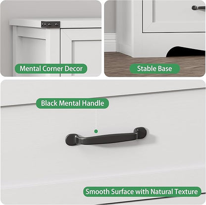 Dresser for Bedroom with 8 Drawers, 54" Wide Wood Chest of Drawers with Deep Drawers & Mental Handle, Modern Dresser TV Stand, Wooden Closet Storage Organizer for Living Room, Hallway, Entryway, White