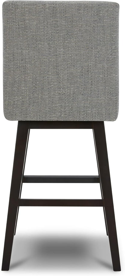CHITA Bar Height Swivel Barstool with Back Set of 2, FSC Certified Upholstered Bar Stool, 30.7" H Seat Height, Fabric in Fog