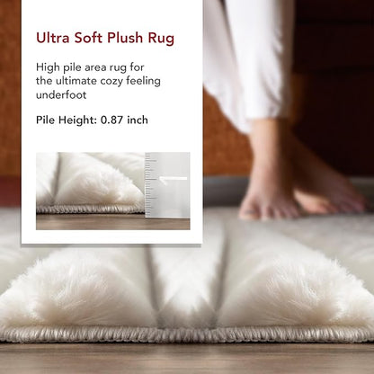 nuLOOM 2'6" x 6' Cozy Plush Area Rug, Machine Washable, Non-Slip, Soft Fluffy Shag Carpet for Living Room Bedroom Kids Room Nursery Home Decor, Kai White