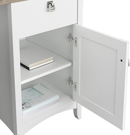 Bush Furniture Salinas Computer Desk with Hutch | Study Table with Drawers, Cabinets & Pullout Keyboard/Laptop Tray | Modern Home Office Desk in Pure White and Shiplap Gray | Work Desk with Storage