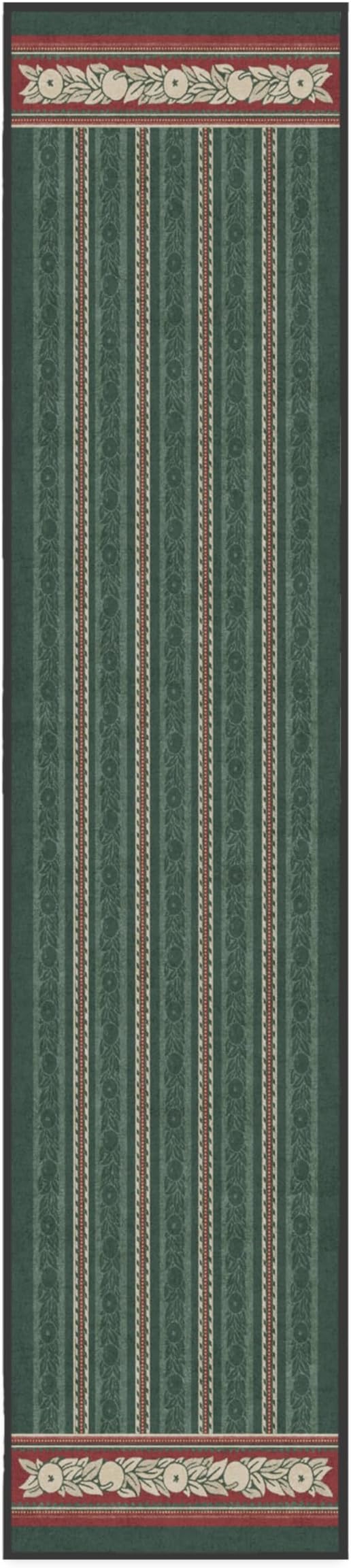 RUGGABLE x Morris & Co Machine Washable Christmas Runner Rug – Fruit Stripe Spruce Green 2.5x12, Stain-Resistant, Non-Slip –Washable Rug for Hallway, Entryway, Living Room & Kitchen–with Standard Pad