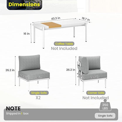 Sundale Outdoor 2 Pieces Patio Furniture Set, Metal Outdoor Sectional Sofa with 6 Inch Olefin Cushion, All-Weather Modern Outdoor Conversation Sets
