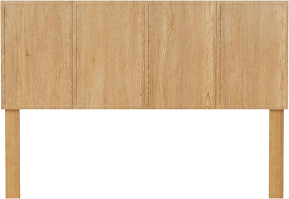 62.4" Wide Headboard Only, Queen Size Wooden Headboard Modern Farmhouse Wall Mount Headboard for Bedroom, Natural Oak
