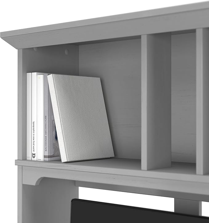 Bush Furniture Salinas Computer Desk with Hutch | Study Table with Drawers, Cabinets & Pullout Keyboard/Laptop Tray | Modern Home Office Desk in Cape Cod Gray | Work Desk with Storage