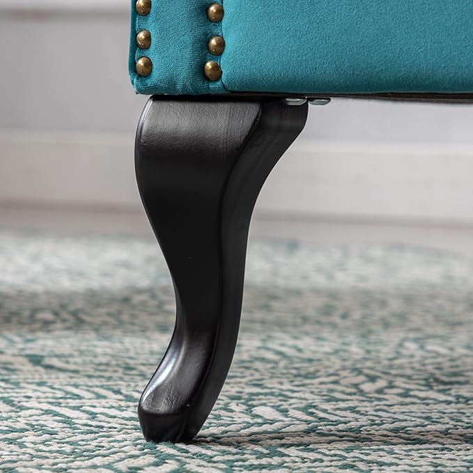 Accent Reading Arm Chairs Set of 2 for Living Room Bedroom, Midcentury Modern Comfy Corner Sofa Chair, Wingback Waiting Room Club Chair with Button Tufted Back &Lumbar Pillow, Velvet Teal