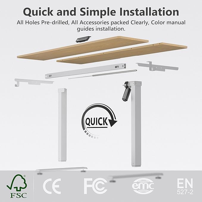 55 x 24 inch Electric Standing Desk Adjustable Height with 4 Wheels, 4 Memory Height Settings, 2 Headphone Hook, Home Office Desk, Splice Board Oak