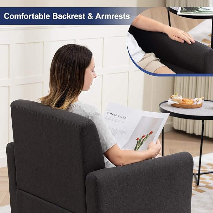 Accent Chairs Set of 2, Mid Century Modern Living Room Chairs Comfy Reading Chair with Upholstered Cushion Relax Armchair for Bedroom Apartment,Office, Dark Grey