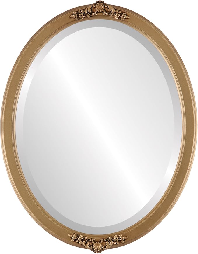 OVALCREST Oval Beveled Wall Mirror for Home Decor - Athena Style - Desert Gold - 26" x 20" Outside Dimensions