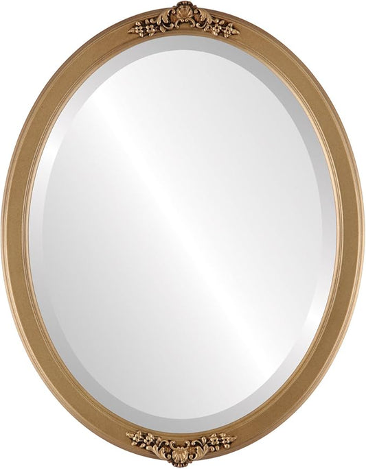 OVALCREST Oval Beveled Wall Mirror for Home Decor - Athena Style - Desert Gold - 26" x 20" Outside Dimensions