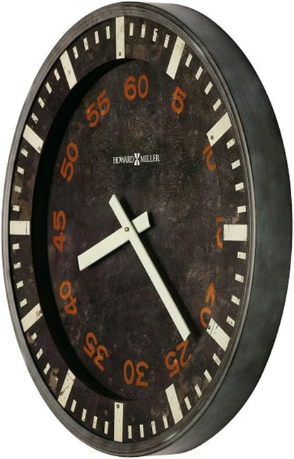 Howard Miller Old School Gallery Wall Clock, Classic Round Design Black Dial with Red Arabic Numerals Wall Mount, Battery Powered Quartz Movement Best for Home Decor & Office Decor Black Finish