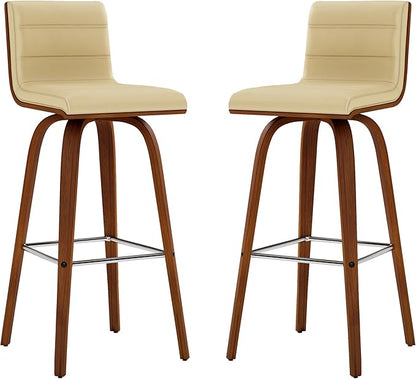 Armen Living Vienna Bar Height Bar Stool Kitchen and Dining, 30" Cream/Walnut, More color/size option