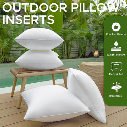 16 x 16 Outdoor Pillow Inserts Pack of 4 Patio Furniture Pillows Cushion Waterproof Square Throw Pillow Inserts Decorative Couch Pillow Inserts White Sofa Sham Cushion Stuffer
