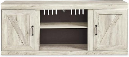 Signature Design by Ashley Bellaby Farmhouse 4-Piece Entertainment Center for TVs up to 69" with Adjustable Shelves, Whitewash