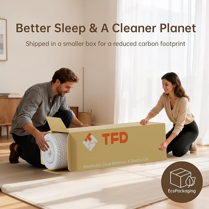 TFD Twin Memory Foam Mattress New Version Cool Gel Infused Medium Firm Zoned Pressure Relief for Cooling Sleep Fiberglass Free CertiPUR-US Certified Washable Removable Cover 8 Inch(White)