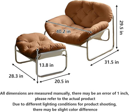 Thick Cushioned Recliner Sofa, Lazy Chair with Upholstery and Footrest, for Living Room, Bedroom, Dorm Brown A