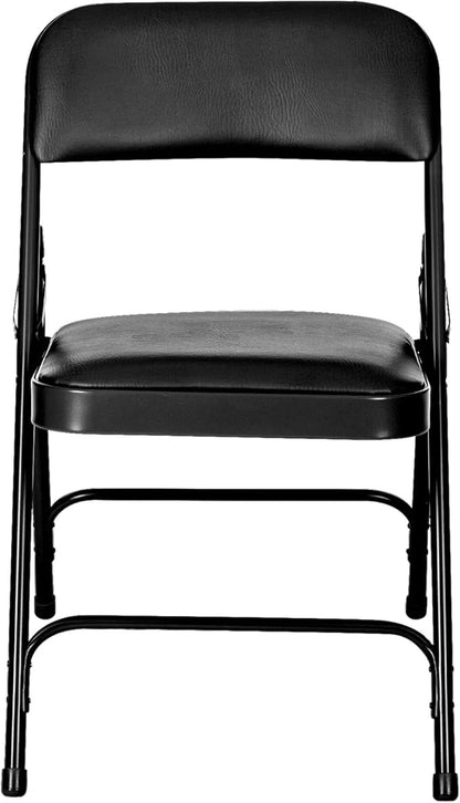 OEF Furnishings OEF1200 Series Premium Heavy Duty Vinyl Padded Folding Chairs, Commercial Grade 500 lb Capacity (4-Pack, Classic Black)