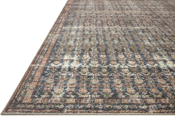 Loloi Amber Lewis Billie Collection, Ocean & Brick 8'-6" x 11'-6" Area Rug – Antique & Distressed Accent Rugs for Living Room, Bedroom, Entryway & Hallway, No Shed High Traffic Area Home Decor Rug