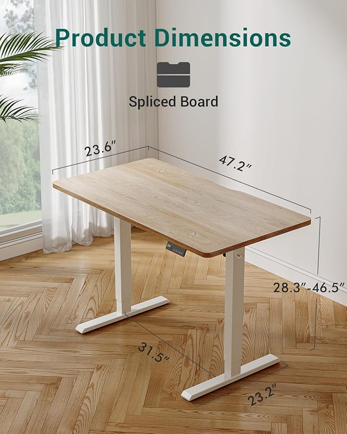 CubiCubi 48 x 24 Inches Electric Standing Desk, Height Adjustable Sit to Stand Desk, Home Office Table with Splice Board (Maple)