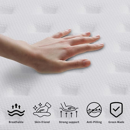 Queen Mattress, 12 Inch Hybrid Memory Foam Mattress in a Box, Cooling Gel for Pressure Relief & Back Pain Support, CertiPUR-US Certified, Medium Firm Bed, Fiberglass Free, Breathable Comfort Sleep