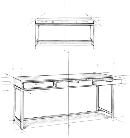 SIMPLIHOME Banting Desk - 72-Inch Wide Solid Oak Veneer and Metal Writing Desk in Oak, Modern Industrial Home Office Computer Table for Study with 2 Drawers and Flip-Down Keyboard Tray