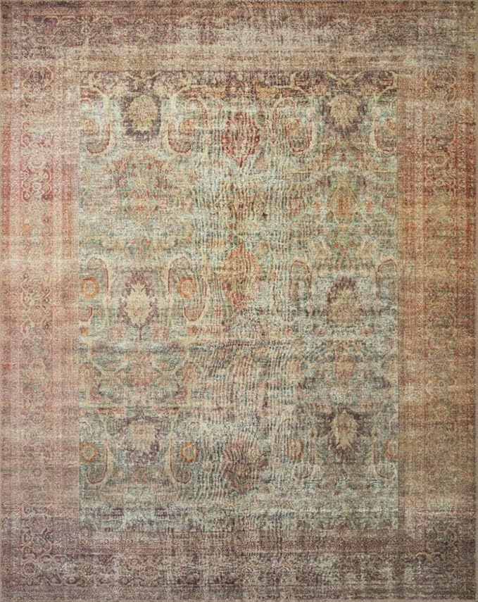 Loloi Amber Lewis Georgie Collection GER-03 Jade/Sunset 7'-6" x 9'-6", .19" Pile Height, Area Rug