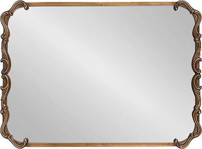 Kate and Laurel Brazelton Rounded Rectangle Ornate Traditional Mirror; 20 x 27; Gold; Ornamental Round Rectangular Classic Framed Wall Mirror
