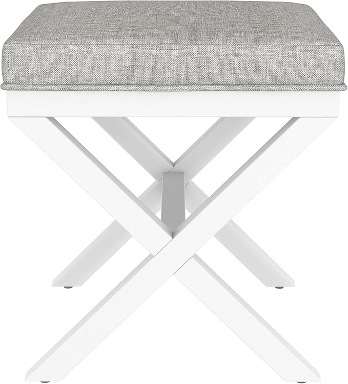 Hillsdale Somerset Backless Wood Vanity Stool for Makeup Room or Bathroom, White
