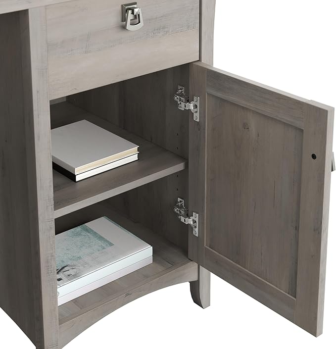 Bush Furniture Salinas Computer Desk with Hutch | Study Table with Drawers, Cabinets & Pullout Keyboard/Laptop Tray | Modern Home Office Desk in Driftwood Gray | Work Desk with Storage