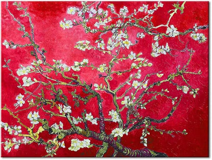 Wieco Art Red Almond Blossom Tree Vincent Van Gogh Paintings Reproduction Canvas Prints Wall Art for Home Decor and Wall Decor Classical Flowers Pictures Artwork