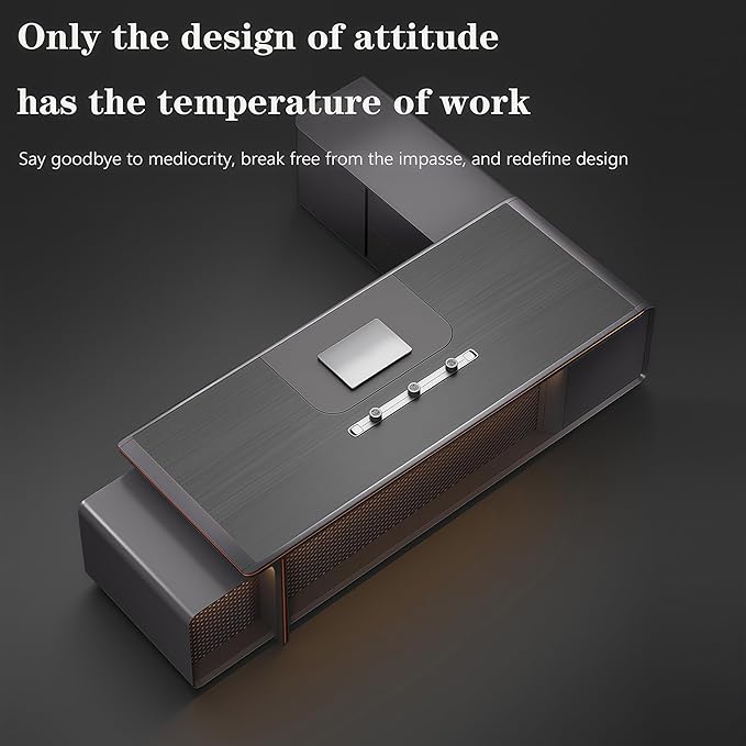 Modern Executive Desk, 102.4 inch L Shaped Desk with Storage, L Shape Corner Desk Drawers and Lockable Storage No Installation Required Without Display Racks and Bookshelves