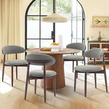 COLAMY Wooden Dining Room Chairs Set of 6, Modern Upholstered Fabric Dining Chairs, Farmhouse Kitchen Chair with Foot Pegs, Green
