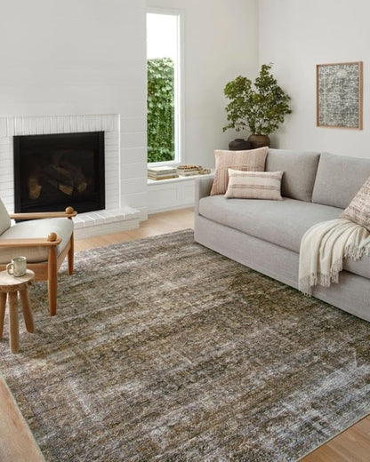 Loloi Amber Lewis Billie Collection, Tobacco & Rust 5'-0" x 7'-6" Area Rug – Antique & Distressed Accent Rugs for Living Room, Bedroom, Entryway & Hallway, No Shed High Traffic Area Home Decor Rug