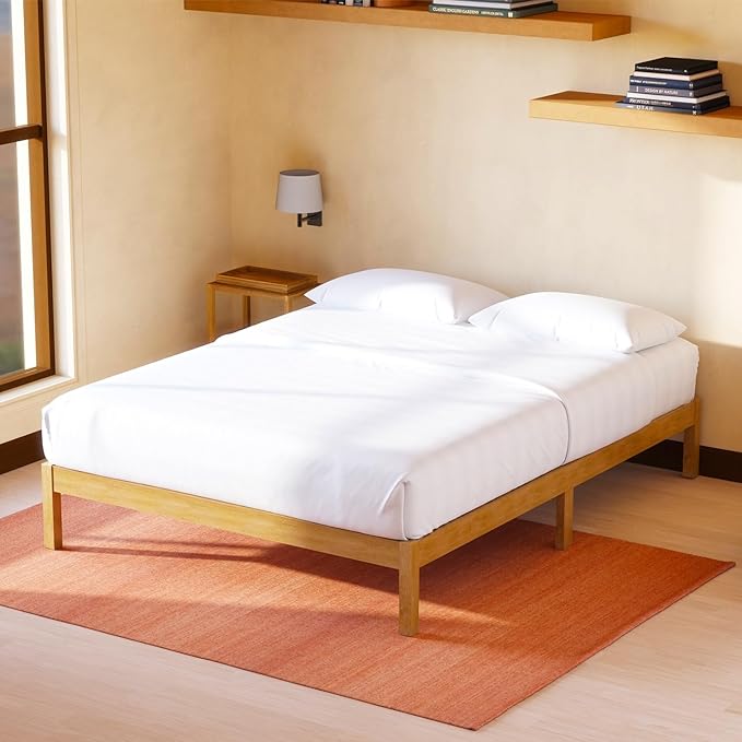 LIFEMENT Classic Wood Platform Bed Frame, Essential, Noise Free, Under Bed Storage, No Box Spring Needed, Easy Assembly (Natural, Full)