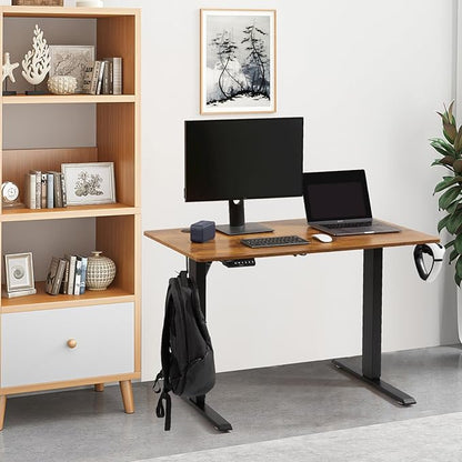 VEVOR Height Adjustable Desk, 55.1 x 23.6 in, Support 180 lbs, Electric Standing Desk with 3 Memory Presets, Sturdy Dual Metal Frame, Versatile Computer Sit Stand up Desks, Suitable for Home Office