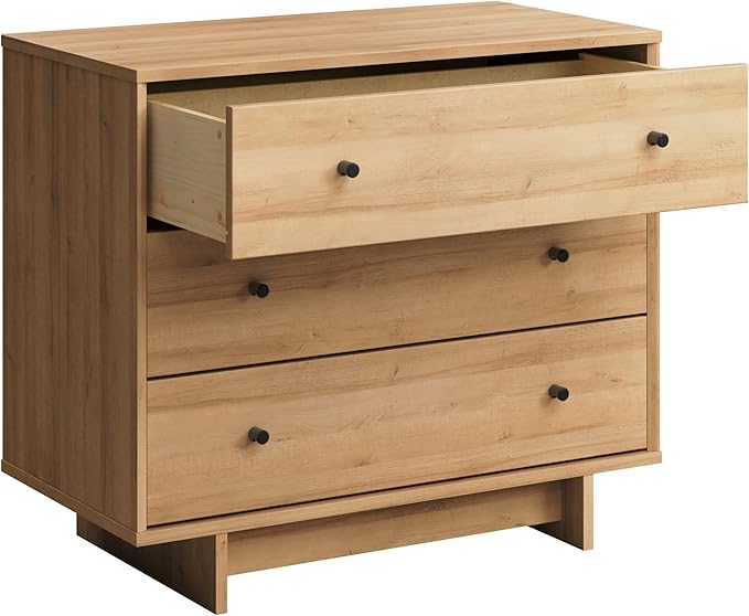 Prepac Finnley 3-Drawer Nightstand in Natural Oak, Extra-Wide Bedside Tables with Storage, Set of 2, Modern End Tables for Home & Bedroom, 16" D x 31" W x 26.75" H