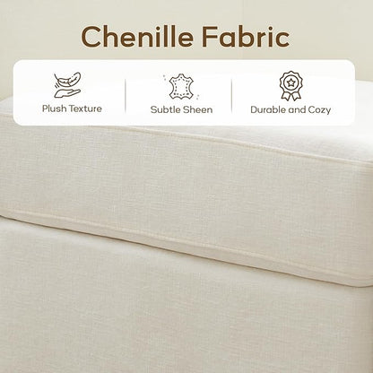 Chenille Swivel Accent Chairs Set of 2, No Assembly Upholstered Armchair, 360° Rotating Barrel Chairs for Living Room, Bedroom, Apartment & Reading Nook (2, Cream White)