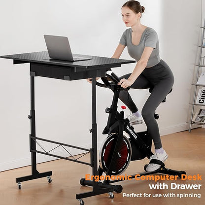 COMHOMA Small Standing Desk Adjustable Height Small Computer Desk Mobile Portable Rolling Laptop Table with Wheels 32" Computer Workstation Sit Stand Desks Portable Standing Table Treadmill desks
