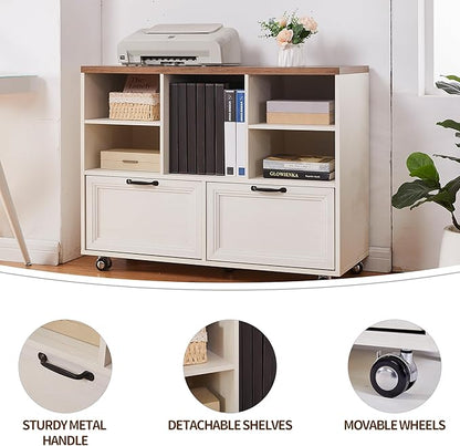 60" Farmhouse Executive Desk with 40" Mobile File Cabinet,L Shaped Desk Set with Charging Station,Office Desk with Storage Drawers,Wood Computer Desk Set for Office Work,Home Study