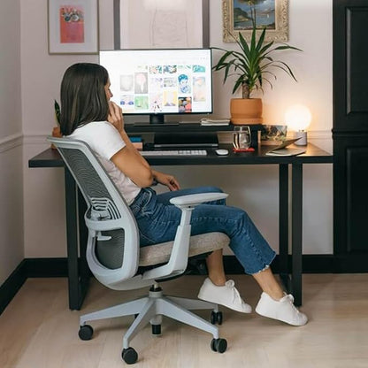 Haworth Soji Office Chair with Ergonomic Adjustments and Lumbar Support, Flexible Mesh Back (Clay)