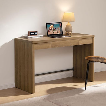 SICOTAS Home Office Executive Desk - 47-Inch Computer Desk with Drawer, Farmhouse Writing Study Desk with Storage,Boho Makeup Vanity Table for Bedroom (Reclaimed Caramel Oak, 2 Pieces)