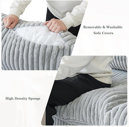 Sectional Couches for Living Room, U Shaped Couch with Chaise Ottoman, 6 Piece Modular Sectional Cloud Couch with Removable Covers, Modern Modular Sofa for Home Office, Gray