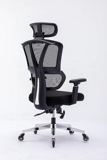 Chair Master Ergonomic High Back Office Chair | Roller Blade Casters | Mesh Chair | for Executives, Office Goers, Work from Home Set up | 3D Armrests, Adjustable Headrest