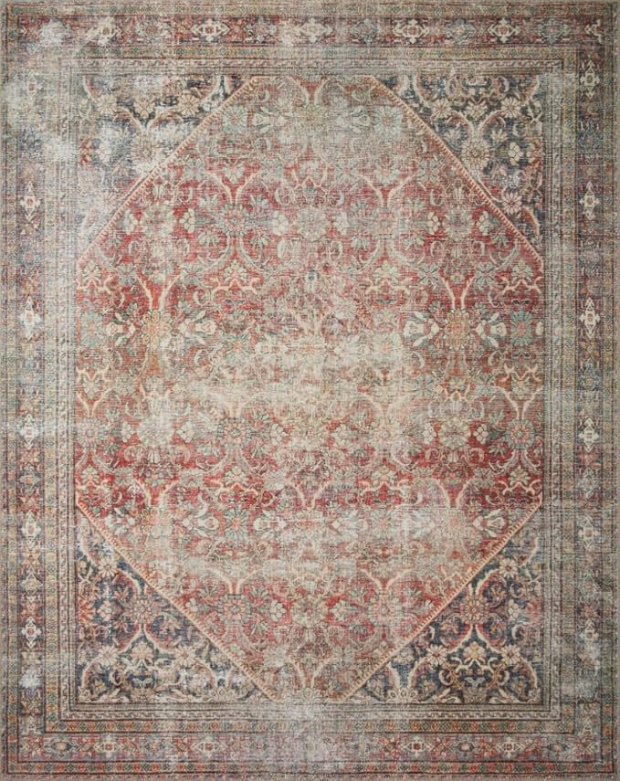 Loloi Amber Lewis Georgie Collection GER-01 Red/Navy 2'-6" x 12'-0", .19" Pile Height, Runner Rug
