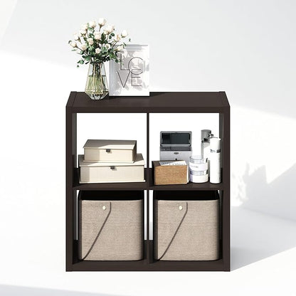 Furinno Cubic Closet Organizers and Storage, 4-Cube Closet Organizer, Open Shelf Closet Storage, Extra Thick Frame for Wardrobe, Bedroom, Living Room, Dark Oak