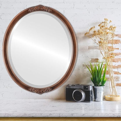 OVALCREST Oval Beveled Wall Mirror for Home Decor - Athena Style - Sunset Gold - 18" x 14" Outside Dimensions