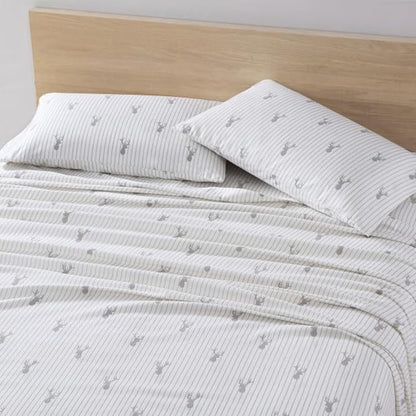 Eddie Bauer - King Sheets, Cotton Flannel Bedding Set, Brushed For Extra Softness, Cozy Home Decor (Deer Lodge, King)